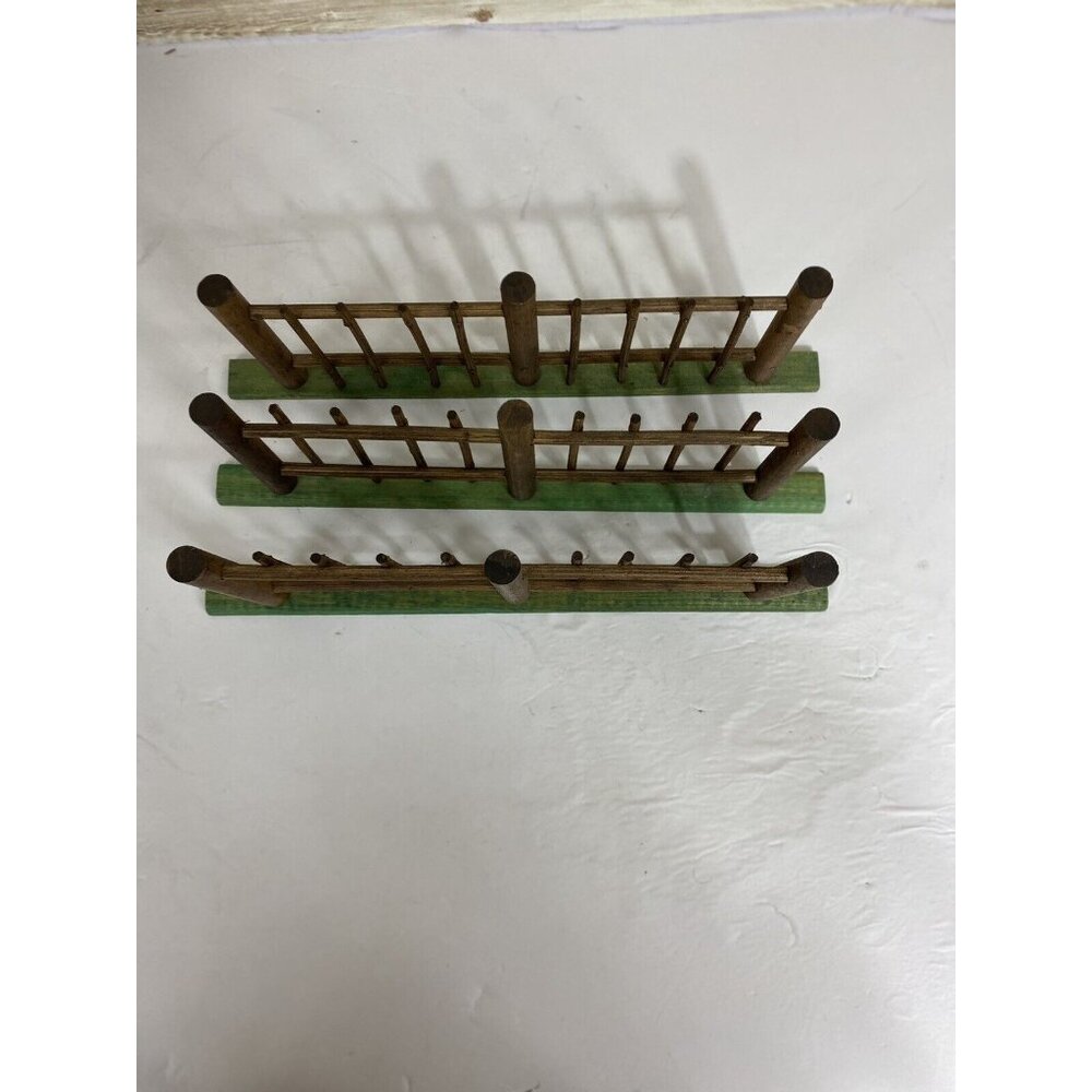 Set Of 3 Pieces Miniature Wood Fence Corral Christmas Village Dollhouse Vtg 1991 - Picture 5 of 11